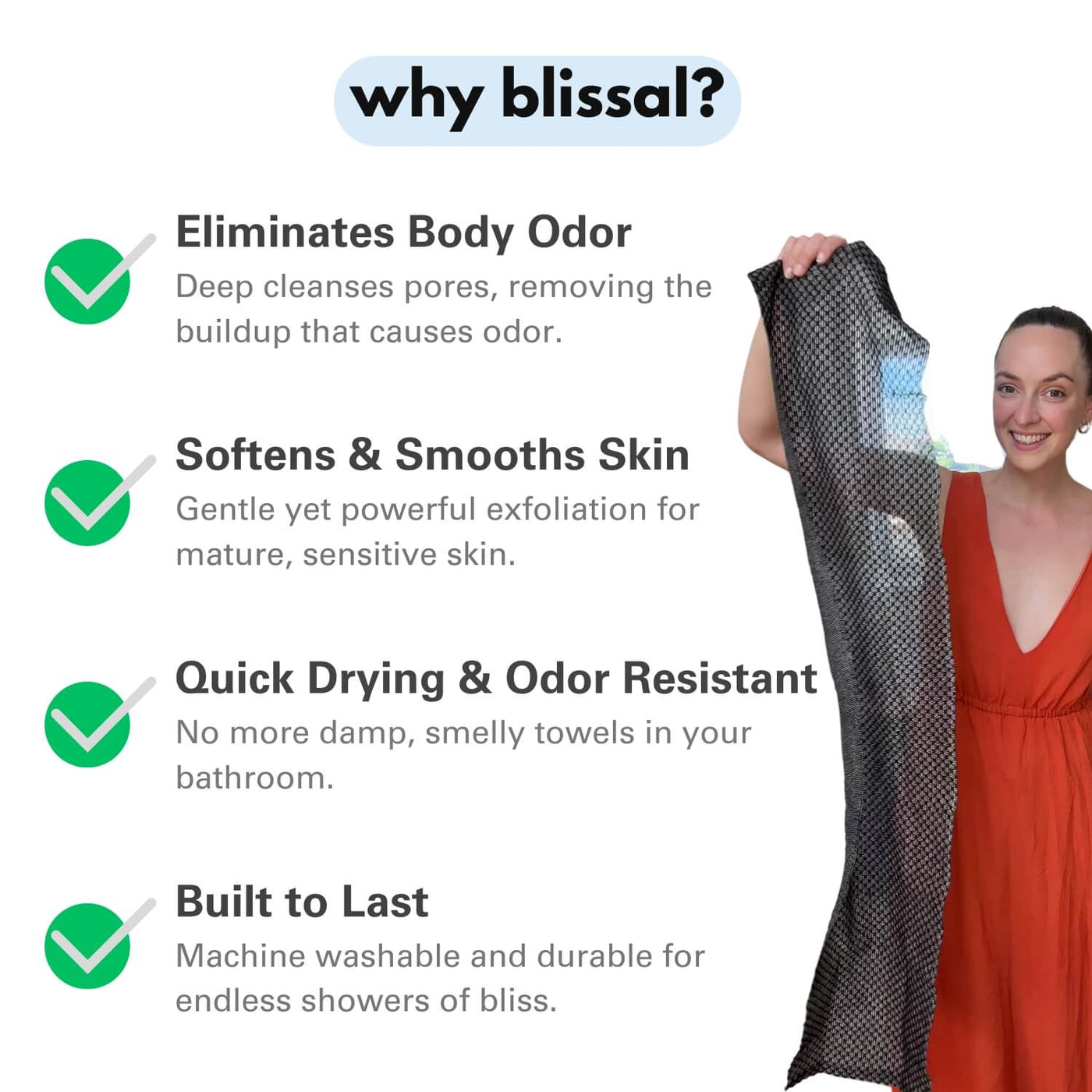 Blissal Peeling-Duschtuch, antibakteriell